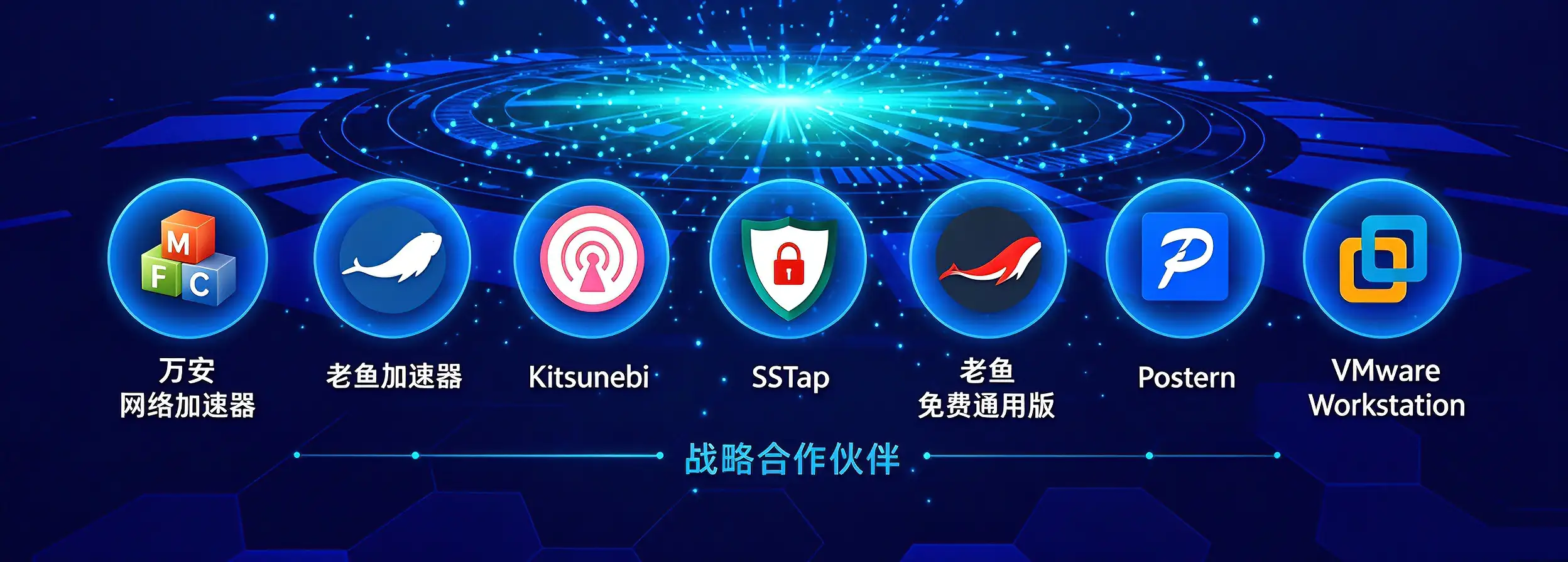代理软件支持：万安网络加速器、老鱼加速器、Kitsunebi、SSTap、Postern、VMware 等
