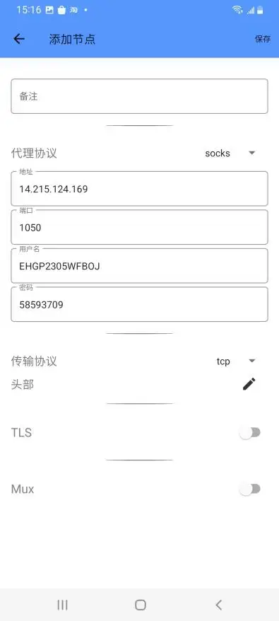 填写代理 IP 地址端口账号密码